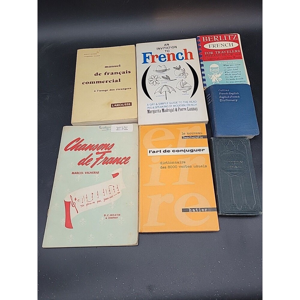 Lot Of Antique And Vintage French English Language Books- Travel, Music Berlitz